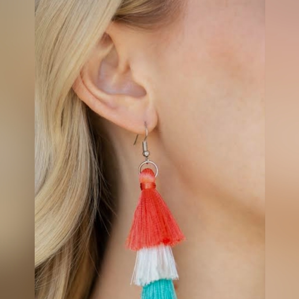 NWT- Paparazzi Hold On To Your Tassel Earrings 3 Colored Layer, Dangle Look.